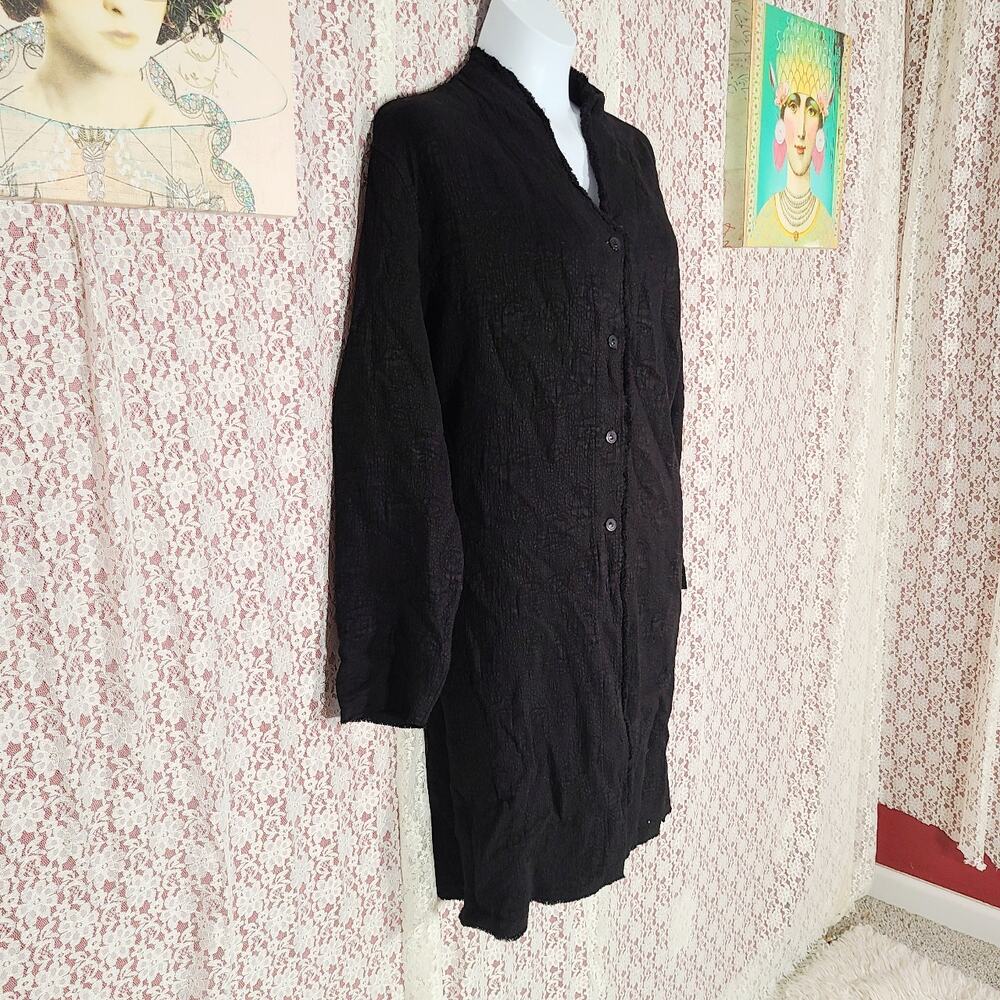 vintage 90sTianello black textured faux suede jacket size large - Picture 3 of 10